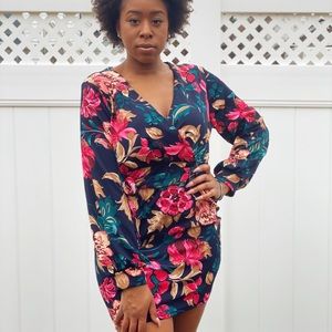 SHEIN Navy Floral Mini Dress Size 12
